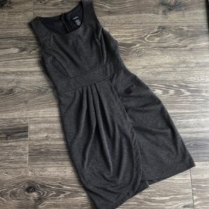 Flattering grey polyester/spandex/rayon dress
